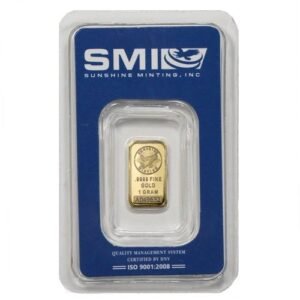 1 Gram Sunshine Gold Bar For Sale (New w/ Assay, MintMark SI) 8/21/2024