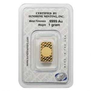 1 Gram Sunshine Gold Bar For Sale (New w/ Assay, MintMark SI) 8/21/2024