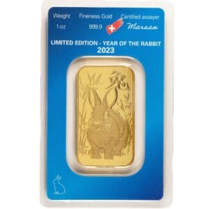 1 oz Argor Heraeus Lunar Rabbit Gold Bar (New w/ Assay)