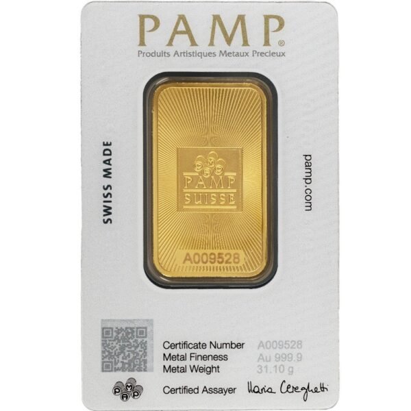 Buy 1 oz PAMP Suisse Gold Bar (New PAMP Design, New w/ Assay) - Image 2
