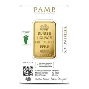 1 oz PAMP Suisse Lady Fortuna Veriscan Gold Bar (Carbon Neutral, New w/ Assay)