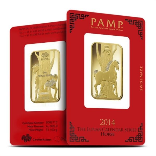 1 oz PAMP Suisse Lunar Horse Gold Bar