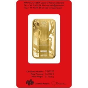 1 oz PAMP Suisse Lunar Monkey Gold Bar (New w/ Assay)