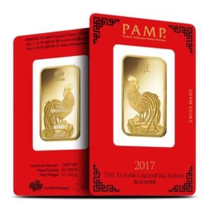 1 oz PAMP Suisse Lunar Rooster Gold Bar (New w/ Assay)