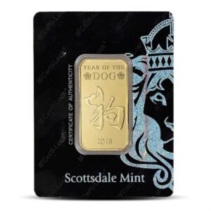 1 oz Scottsdale Lunar Year of the Dog Gold Bar (New w/ Assay)