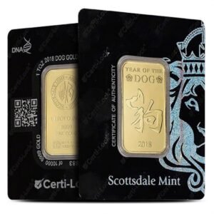 1 oz Scottsdale Lunar Year of the Dog Gold Bar (New w/ Assay)