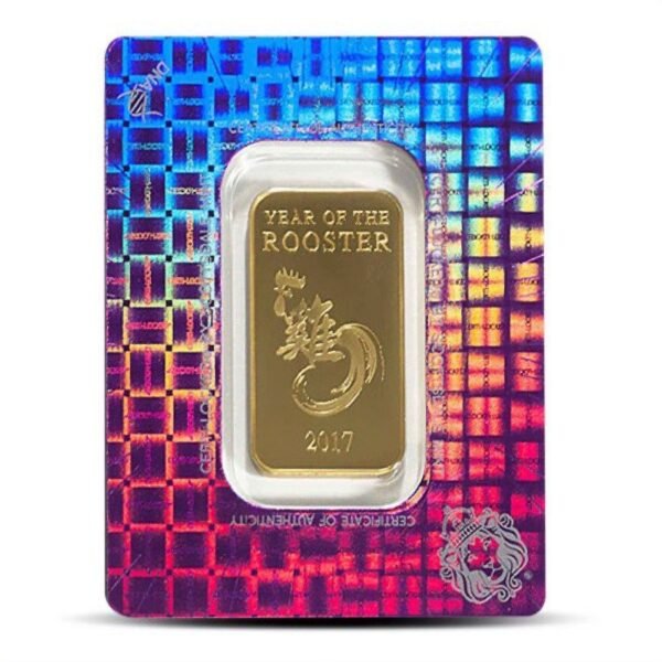 Buy 1 oz Scottsdale Lunar Year of the Rooster Gold Bar (New w/ Assay) - Image 2