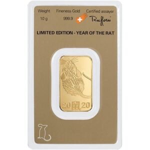 10 Gram Argor Heraeus Lunar Rat Gold Bar (New w/ Assay)