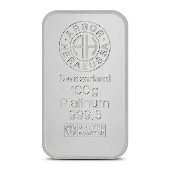 100 Gram Argor Heraeus Platinum Bar (New w/ Assay) - Image 2