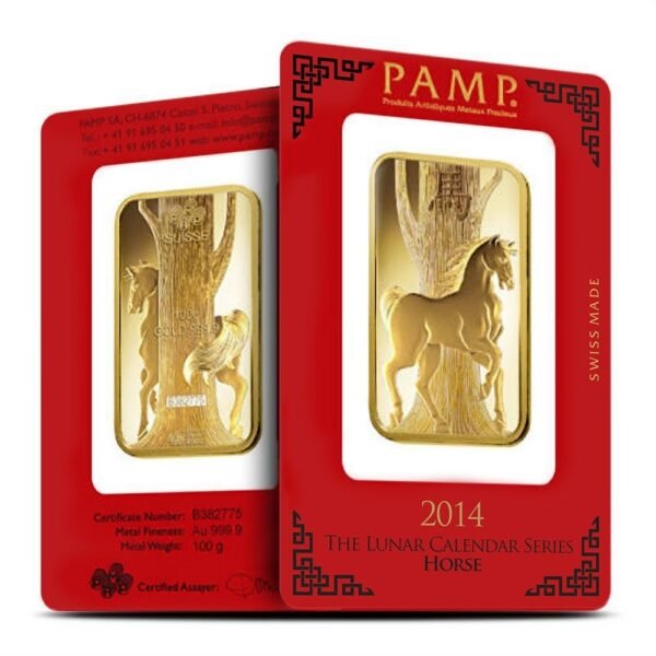 100 Gram PAMP Suisse Lunar Horse Gold