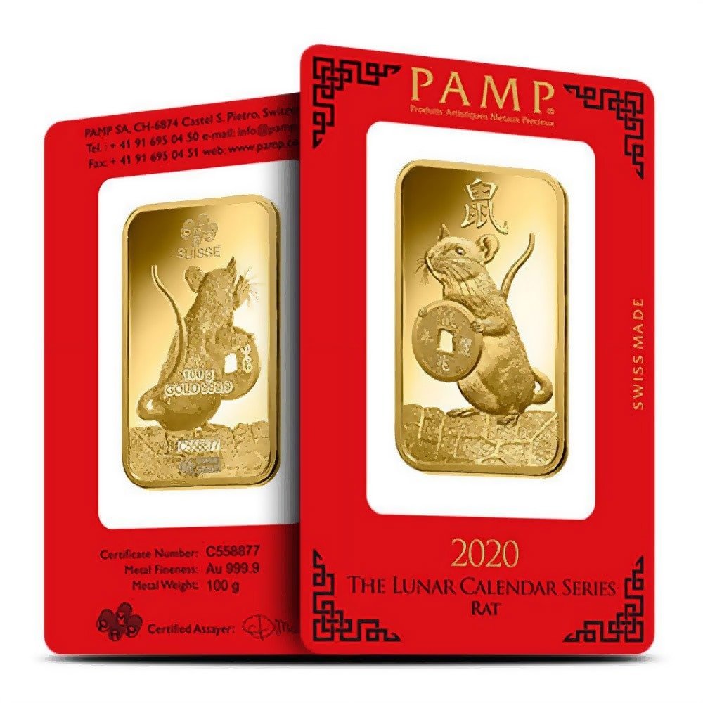 100 Gram PAMP Suisse Lunar Rat Gold