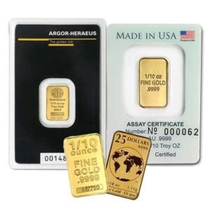 1/10 oz Gold Bar For Sale (Varied Condition, Any Mint)