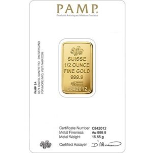 1/2 oz PAMP Suisse Fortuna Gold Bar (New w/ Assay)