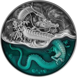 13.5 oz Antique Republic of Chad Dragon King of the Four Seas 4-Coin Set (Silver Plated)