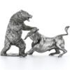 20 oz Antique Finish Bull and Bear Silver Statue Set (New, Box + CoA) - Image 3