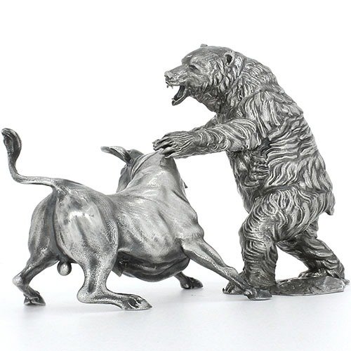 20 oz Antique Finish Bull and Bear Si
