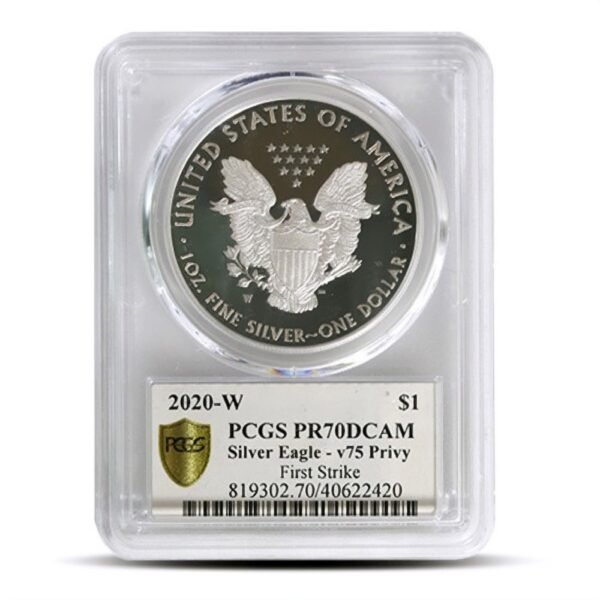 2020-W 1 oz V75 Privy Proof American Silver Eagle Coin PCGS PR70 FS - Image 2