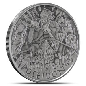 2021 5 oz Antique Tuvalu Gods of Olympus Poseidon Silver Coin