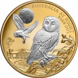 2022 1 oz Proof Niue Gold Australia At Night Barn Owl Coin