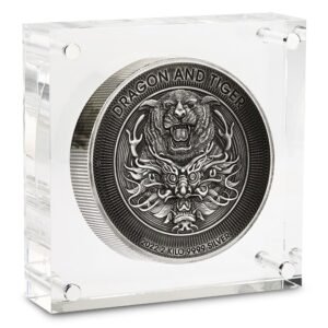 2022 2 Kilo Antique Australian Silver Dragon and Tiger Coin (High Relief, Box + Coa)