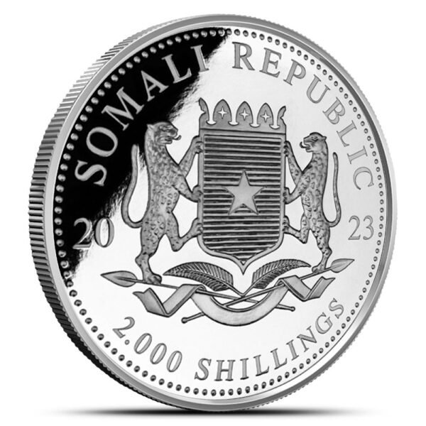 2023 1 Kilo Somalia Silver African Wildlife Leopard Coin (BU) - Image 2