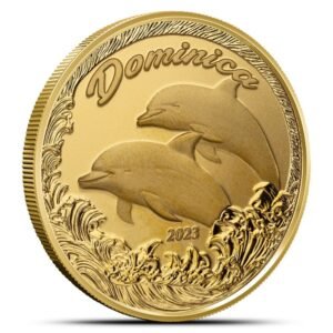 2023 1 oz EC8 Gold Dominica Dolphin Coin (Proof-Like)