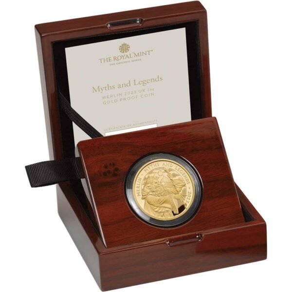 2023 1 oz Proof British Gold Merlin Coin (Box + CoA) - Image 4