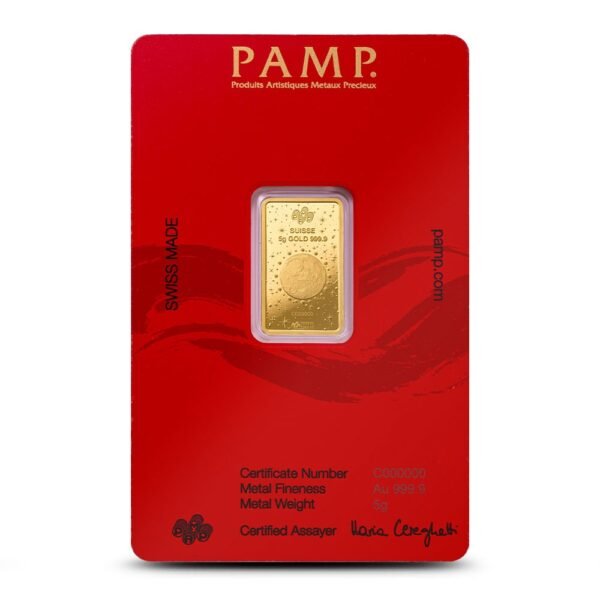 2025 5 Gram PAMP Suisse Lunar Legend White Snake Gold Bar (New w/ Assay) - Image 2