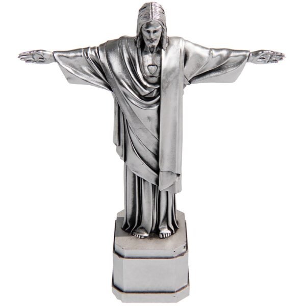 22 oz Antique Finish Christ the Redeemer Silver Statue (New, Box + CoA) - Image 2