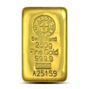 250 Gram Argor Heraeus Cast Gold Bar (New w/ Assay)