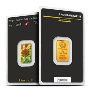 5 Gram Argor Heraeus Kinebar Gold Bar (New w/ Assay)