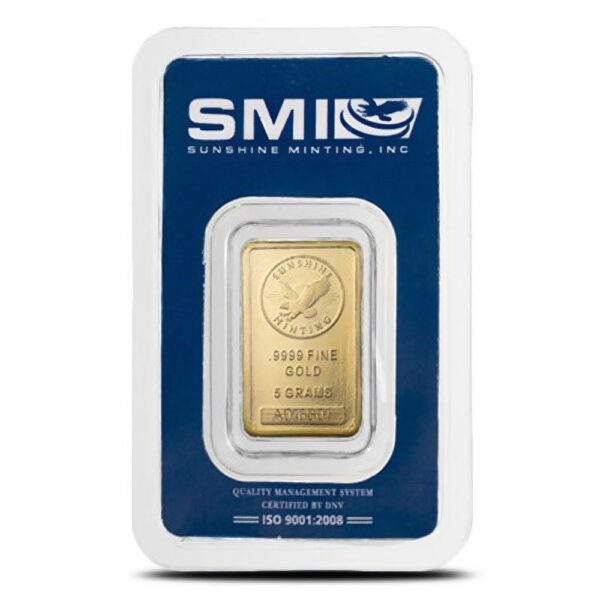 5 Gram Sunshine Gold Bar For Sale (New w/ Assay, MintMark SI) - Image 2