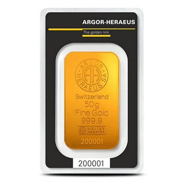 50 Gram Argor Heraeus Kinebar Gold