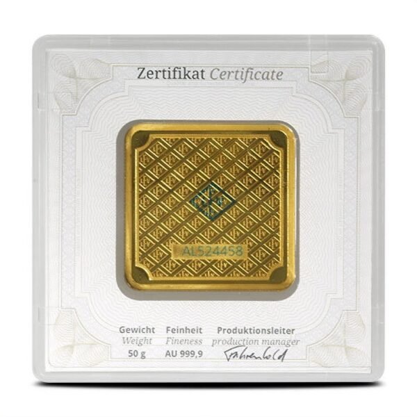 Buy 50 Gram Geiger Square Gold Bar (New w/ Assay) - Image 2