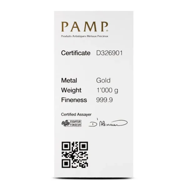 Buy 1 Kilo PAMP Suisse Gold Bar (New, Cast w/ Assay) - Image 3